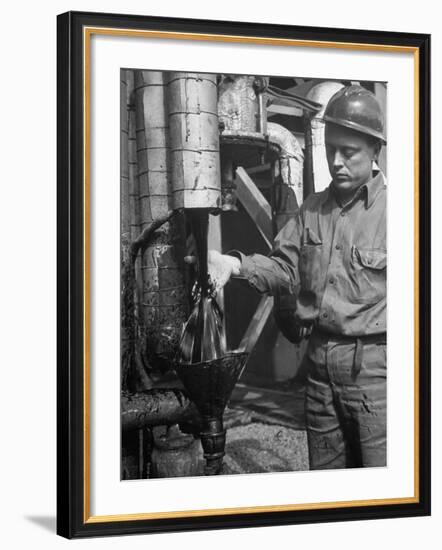 Miner Working at Oil Shale Refinery Mine-J^ R^ Eyerman-Framed Photographic Print