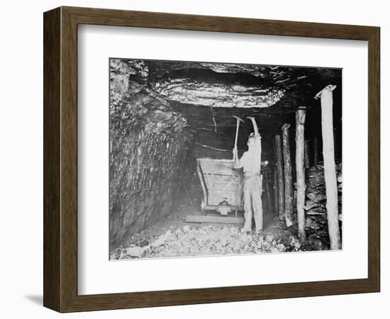 Miner Working in a Coal Mine Photograph-Lantern Press-Framed Art Print