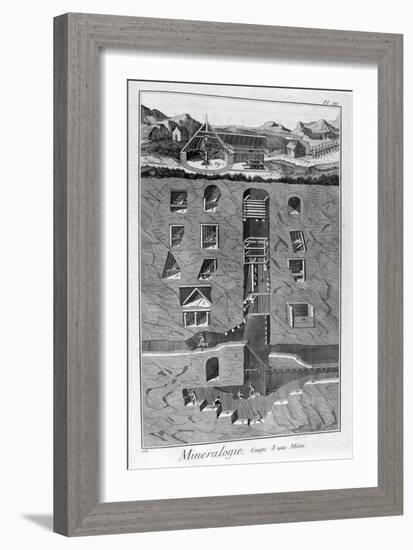 Mineralogy, Cross Section of a Mine, 1751-1777-null-Framed Giclee Print