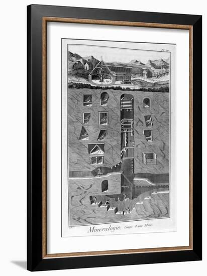 Mineralogy, Cross Section of a Mine, 1751-1777-null-Framed Giclee Print