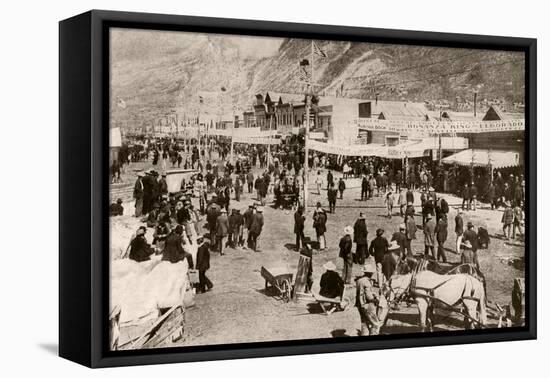 Miners and New Settlers Crowding Dawson City During the Klondyke Gold Rush, 1900-null-Framed Premier Image Canvas