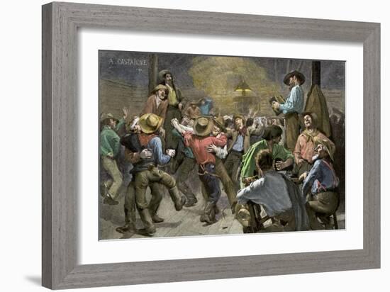 Miners' Ball during the California Gold Rush-null-Framed Giclee Print