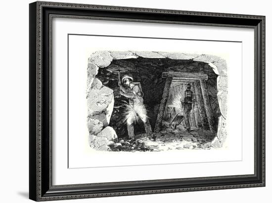 Miners' Lamp. Miners at Work-null-Framed Giclee Print