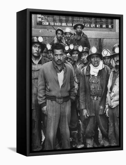 Miners with Boss of Communist Run Miners Union in Bolivia Ireno Pimentel-Dmitri Kessel-Framed Premier Image Canvas