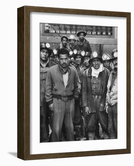 Miners with Boss of Communist Run Miners Union in Bolivia Ireno Pimentel-Dmitri Kessel-Framed Photographic Print