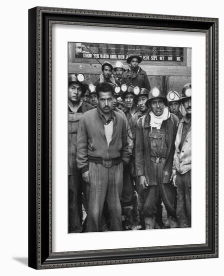 Miners with Boss of Communist Run Miners Union in Bolivia Ireno Pimentel-Dmitri Kessel-Framed Photographic Print