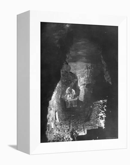 Miners Working a Rich Vein in Tunnel of the Powderly Anthracite Coal Mine, Owned by Hudson Coal Co-Margaret Bourke-White-Framed Premier Image Canvas