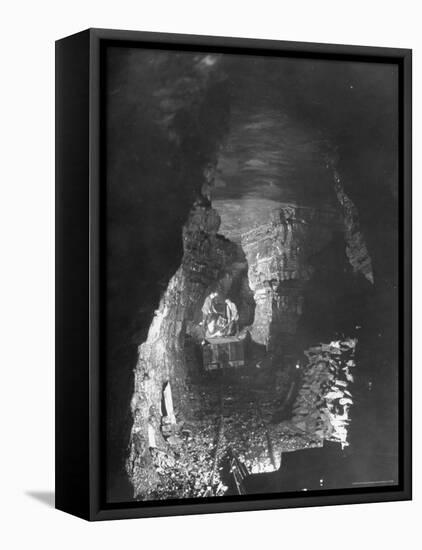 Miners Working a Rich Vein in Tunnel of the Powderly Anthracite Coal Mine, Owned by Hudson Coal Co-Margaret Bourke-White-Framed Premier Image Canvas