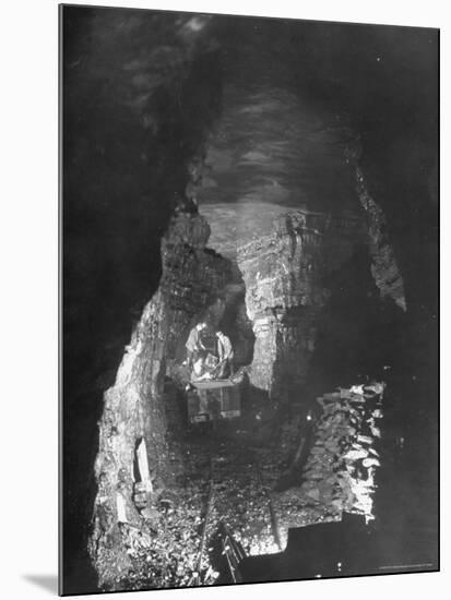 Miners Working a Rich Vein in Tunnel of the Powderly Anthracite Coal Mine, Owned by Hudson Coal Co-Margaret Bourke-White-Mounted Premium Photographic Print