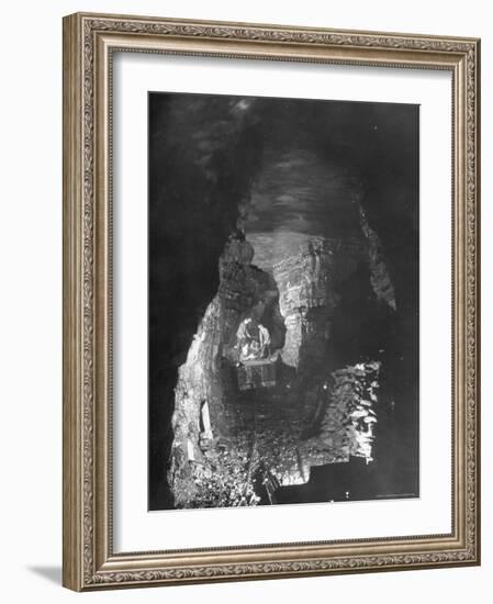 Miners Working a Rich Vein in Tunnel of the Powderly Anthracite Coal Mine, Owned by Hudson Coal Co-Margaret Bourke-White-Framed Photographic Print