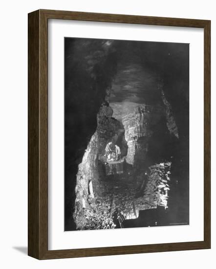 Miners Working a Rich Vein in Tunnel of the Powderly Anthracite Coal Mine, Owned by Hudson Coal Co-Margaret Bourke-White-Framed Photographic Print