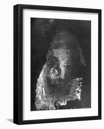 Miners Working a Rich Vein in Tunnel of the Powderly Anthracite Coal Mine, Owned by Hudson Coal Co-Margaret Bourke-White-Framed Photographic Print