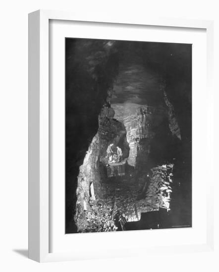 Miners Working a Rich Vein in Tunnel of the Powderly Anthracite Coal Mine, Owned by Hudson Coal Co-Margaret Bourke-White-Framed Photographic Print