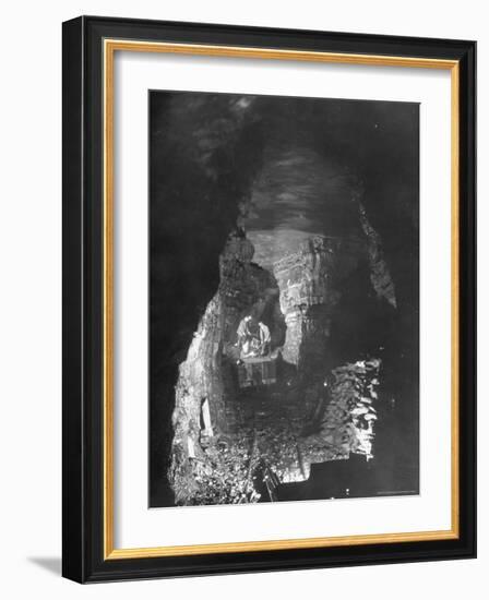 Miners Working a Rich Vein in Tunnel of the Powderly Anthracite Coal Mine, Owned by Hudson Coal Co-Margaret Bourke-White-Framed Photographic Print