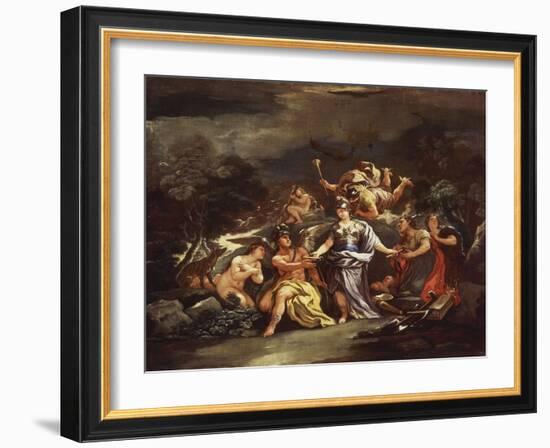 Minerva as the Patroness of Arts and Sciences-Luca Giordano-Framed Giclee Print