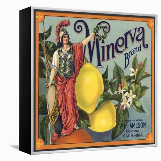 Minerva Brand - Corona, California - Citrus Crate Label-Lantern Press-Framed Stretched Canvas