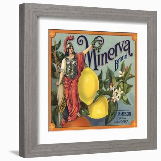 Minerva Brand - Corona, California - Citrus Crate Label-Lantern Press-Framed Art Print