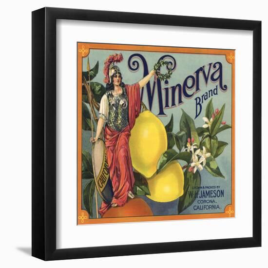 Minerva Brand - Corona, California - Citrus Crate Label-Lantern Press-Framed Art Print