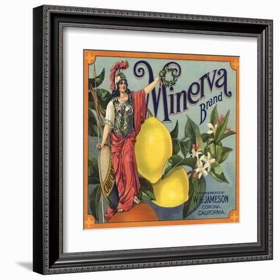 Minerva Brand - Corona, California - Citrus Crate Label-Lantern Press-Framed Art Print