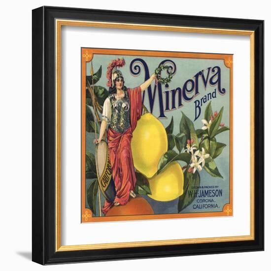 Minerva Brand - Corona, California - Citrus Crate Label-Lantern Press-Framed Art Print