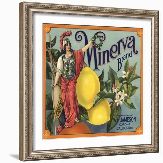 Minerva Brand - Corona, California - Citrus Crate Label-Lantern Press-Framed Art Print