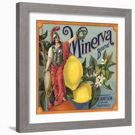 Minerva Brand - Corona, California - Citrus Crate Label-Lantern Press-Framed Art Print