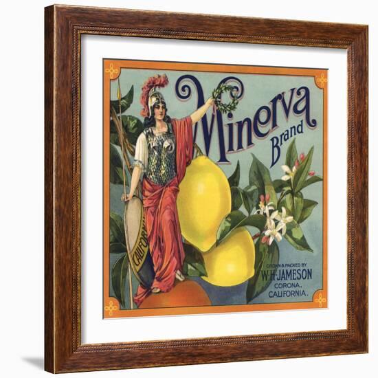 Minerva Brand - Corona, California - Citrus Crate Label-Lantern Press-Framed Art Print