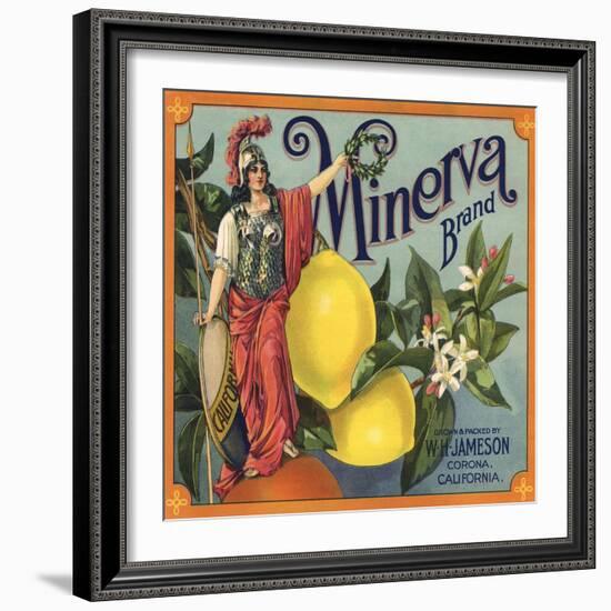 Minerva Brand - Corona, California - Citrus Crate Label-Lantern Press-Framed Art Print