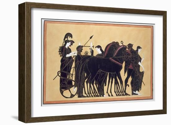 Minerva in a War Chariot with Attendants, Published 1808-10 (Colour Litho)-French-Framed Giclee Print