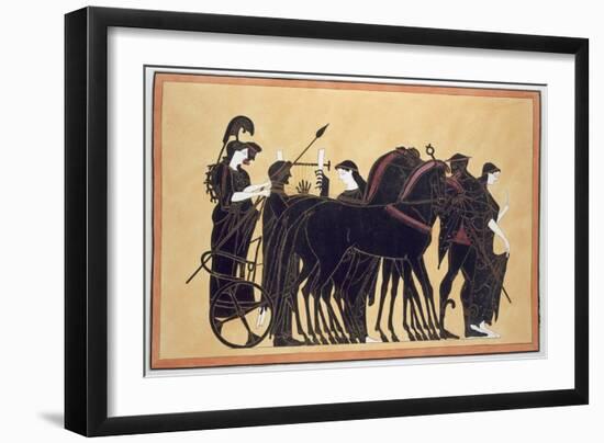 Minerva in a War Chariot with Attendants, Published 1808-10 (Colour Litho)-French-Framed Giclee Print