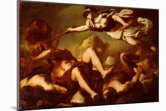 Minerva in the Fight Against Gigantes-Luca Giordano-Mounted Giclee Print