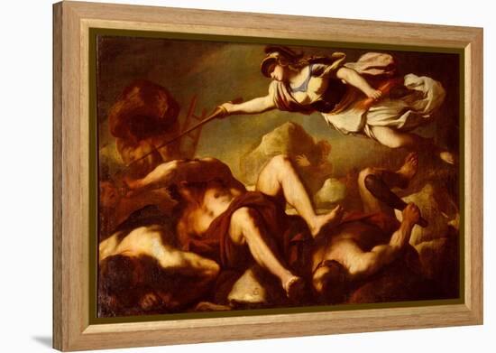 Minerva in the Fight Against Gigantes-Luca Giordano-Framed Premier Image Canvas