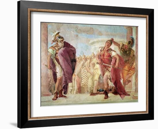 Minerva Preventing Achilles from Killing Agamemnon, from "The Iliad" by Homer, 1757-Giovanni Battista Tiepolo-Framed Giclee Print