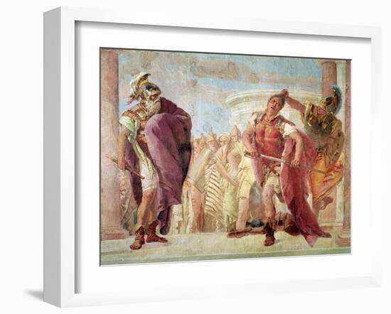 Minerva Preventing Achilles from Killing Agamemnon, from "The Iliad" by Homer, 1757-Giovanni Battista Tiepolo-Framed Giclee Print