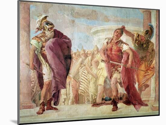 Minerva Preventing Achilles from Killing Agamemnon, from "The Iliad" by Homer, 1757-Giovanni Battista Tiepolo-Mounted Giclee Print