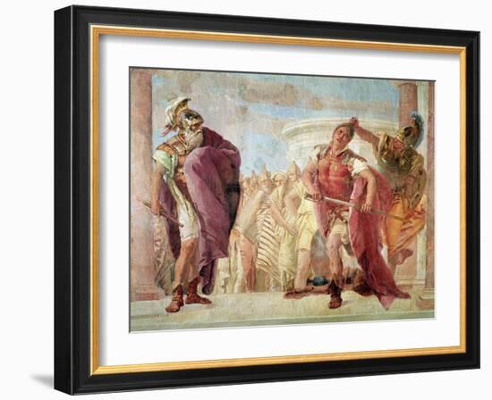 Minerva Preventing Achilles from Killing Agamemnon, from "The Iliad" by Homer, 1757-Giovanni Battista Tiepolo-Framed Giclee Print