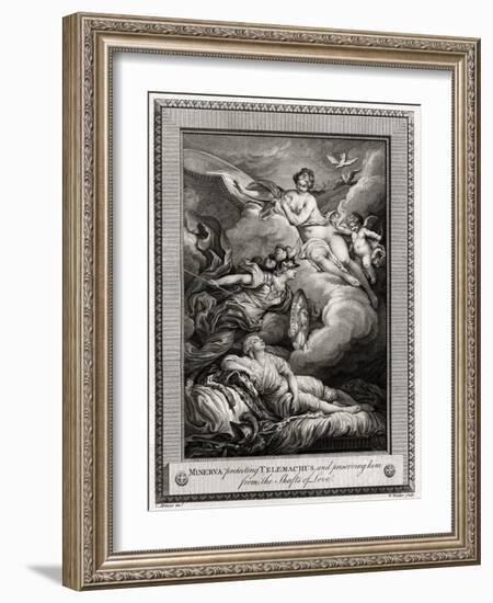 Minerva Protecting Telemachus, and Preserving Him from the Shafts of Love, 1775-W Walker-Framed Giclee Print