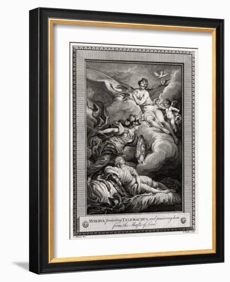 Minerva Protecting Telemachus, and Preserving Him from the Shafts of Love, 1775-W Walker-Framed Giclee Print