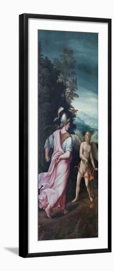 Minerva Scolding Cupid, 16Th Century (Oil on Panel)-Giulio Romano-Framed Giclee Print