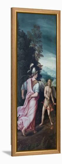 Minerva Scolding Cupid, 16Th Century (Oil on Panel)-Giulio Romano-Framed Premier Image Canvas