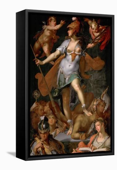 Minerva Victorious over Ignorance, Ca 1591-Bartholomeus Spranger-Framed Premier Image Canvas