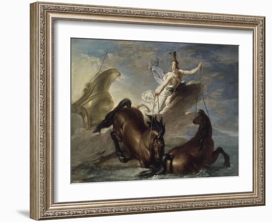 Minerve abreuve ses chevaux dans l'océan au retour d'un combat-René Antoine Houasse-Framed Giclee Print