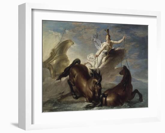 Minerve abreuve ses chevaux dans l'océan au retour d'un combat-René Antoine Houasse-Framed Giclee Print