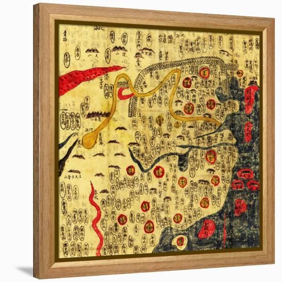 Ming Empire, China - Panoramic Map-Lantern Press-Framed Stretched Canvas