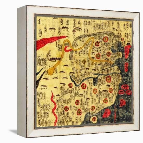 Ming Empire, China - Panoramic Map-Lantern Press-Framed Stretched Canvas