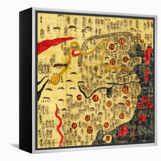 Ming Empire, China - Panoramic Map-Lantern Press-Framed Stretched Canvas