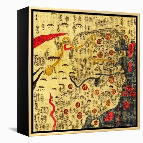 Ming Empire, China - Panoramic Map-Lantern Press-Framed Stretched Canvas