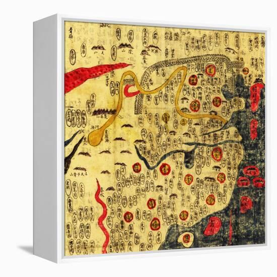 Ming Empire, China - Panoramic Map-Lantern Press-Framed Stretched Canvas