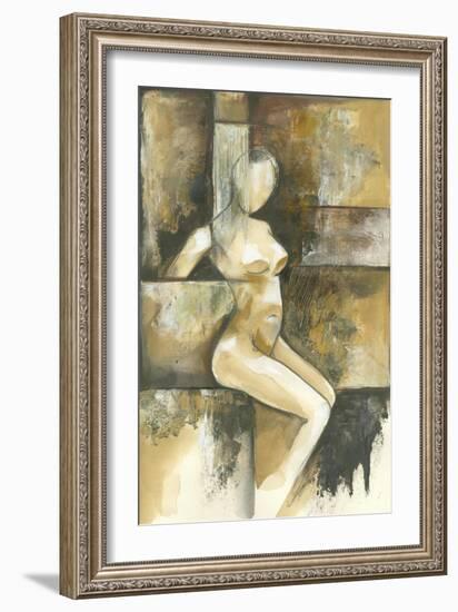 Mini- Contemporary Seated Nude I-Jennifer Goldberger-Framed Art Print