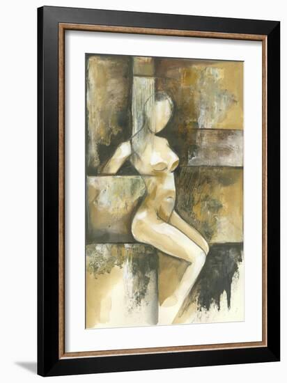 Mini- Contemporary Seated Nude I-Jennifer Goldberger-Framed Art Print